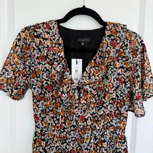 DYNAMITE | Mini Wrap Dress with Frills - Picture 8 of 16